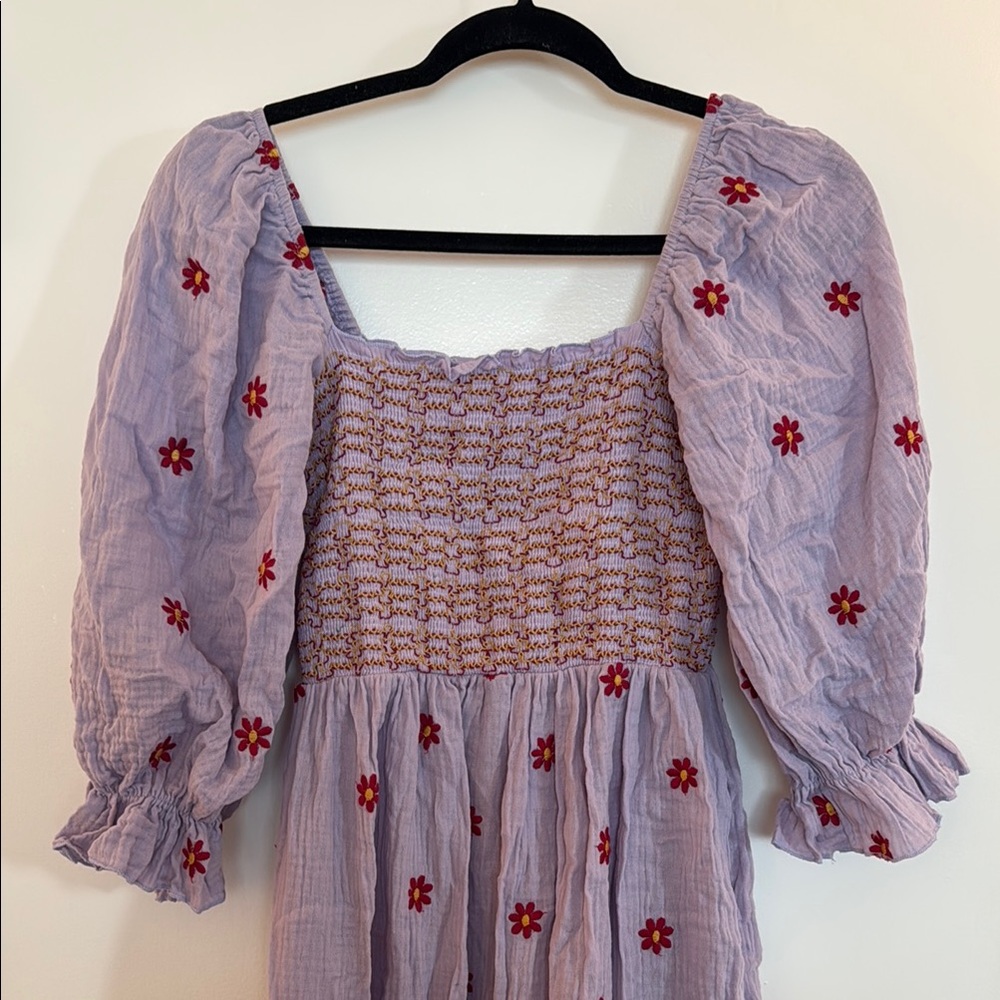 Floral Embroidered Purple Dress